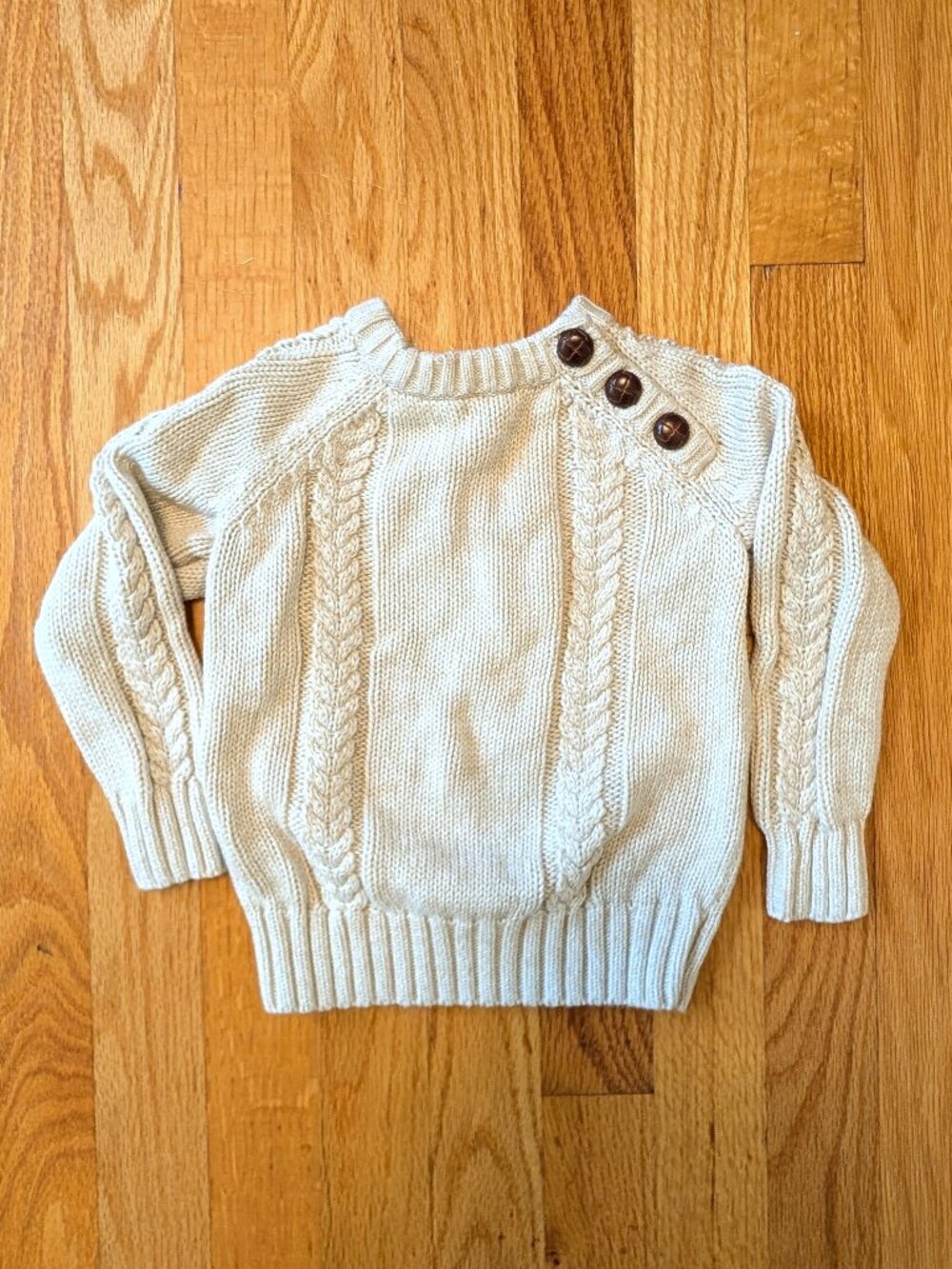 Old Navy Cable-Knit Shoulder-Button Sweater oatmeal size 2t